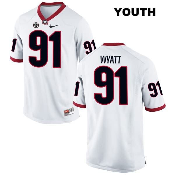 Georgia Bulldogs Youth Kolby Wyatt #91 NCAA Authentic White Nike Stitched College Football Jersey EVG7256HE